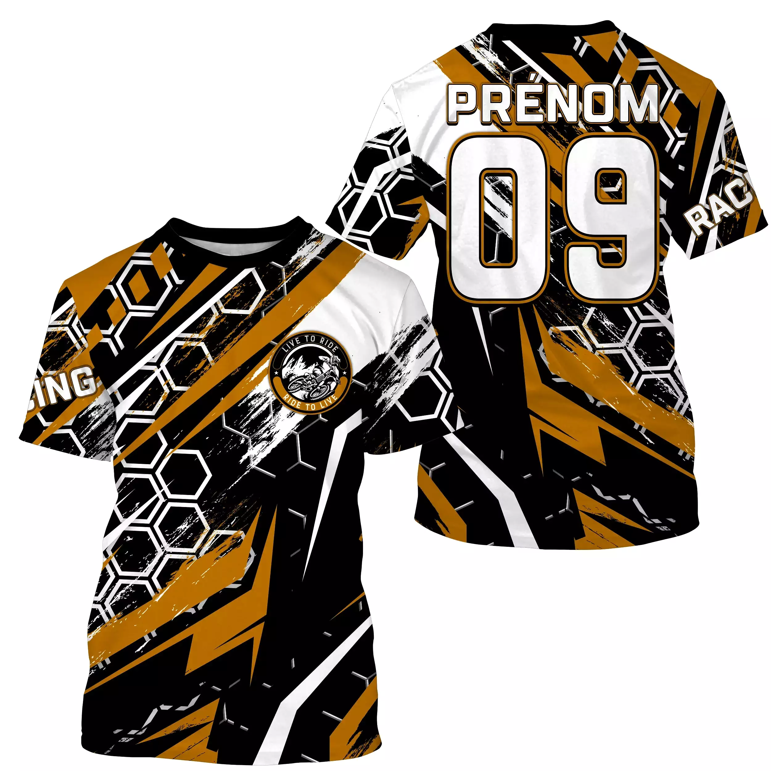 Maillot Cross Protection UV Jaune, Cadeau Personnalisé Pilote Moto Cross, Maillot De Course Jersey - CT20122227