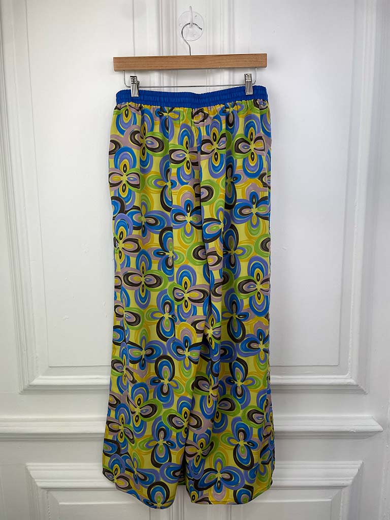 Malissa J Floral Print Split Side Trousers - Blue Multi