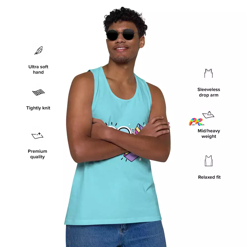 Men's 80's 100% Cotton Loose Fit Tank Top, 3 Colors