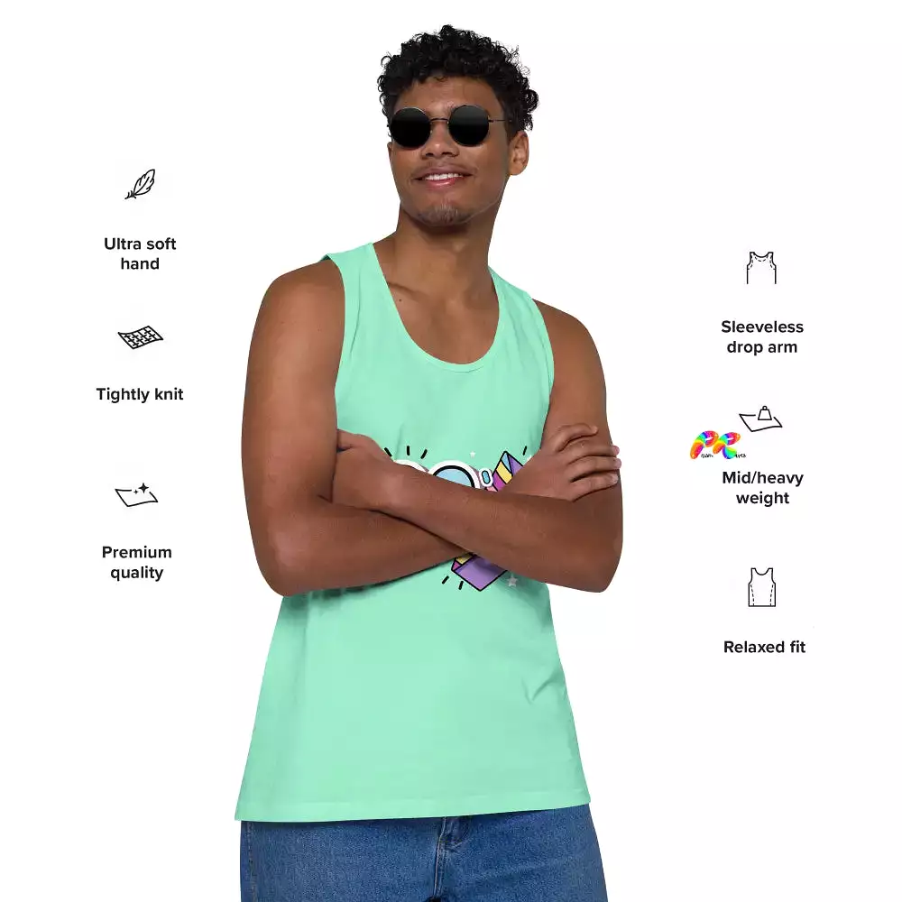 Men's 80's 100% Cotton Loose Fit Tank Top, 3 Colors