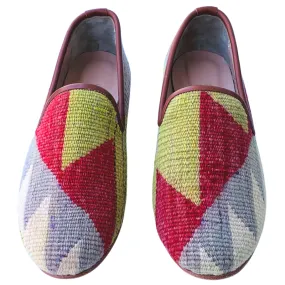 Men's Turkish Kilim Loafer Cream & Lime