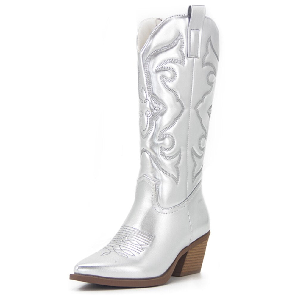 Metallic Shiny Pink Cowboy Cowgirl western Boots For Women