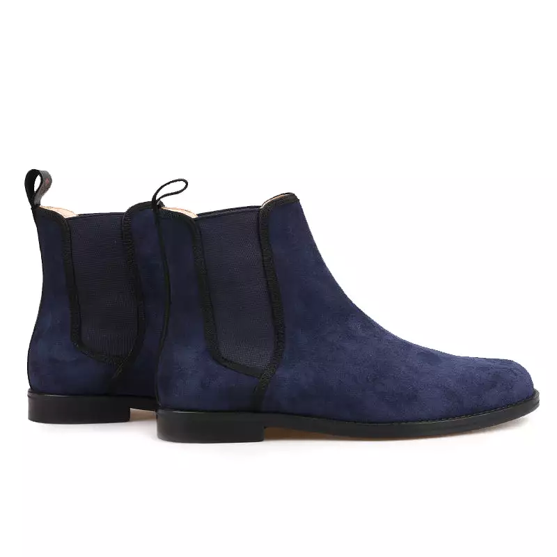 OneDrop Handmade Men Navy Suede CHELSEA Boots