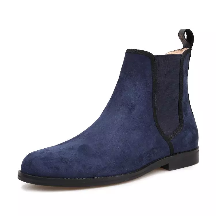 OneDrop Handmade Men Navy Suede CHELSEA Boots