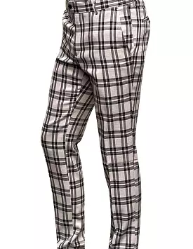 STATEMENT CLOTHING | PLAID SLIM FIT PANTS PL-300-BLACK