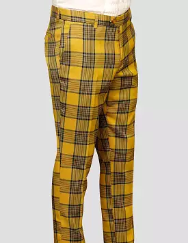 STATEMENT CLOTHING | PLAID SLIM FIT PANTS PL-301-GOLD