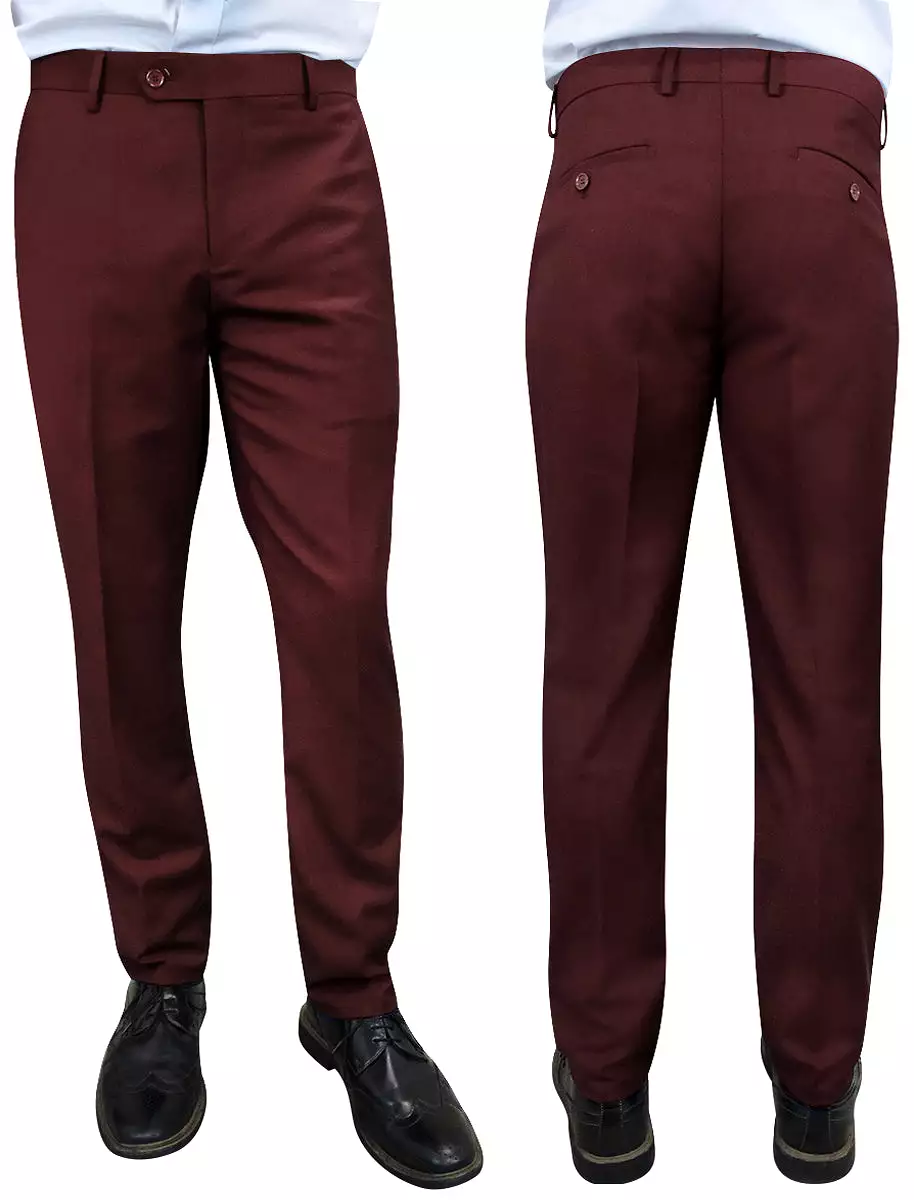 STATEMENT CLOTHING | SLIM FIT PANTS PL-100-BURGUNDY