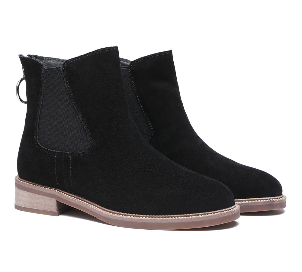 TARRAMARRA Daisy Black Leather Zipper Ankle Chelsea Boots