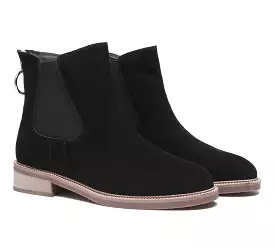 TARRAMARRA Daisy Black Leather Zipper Ankle Chelsea Boots