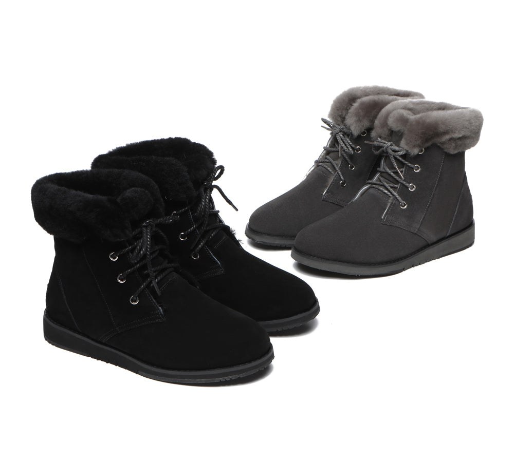 TARRAMARRA Lace Up Ankle Fashion Sheepskin Women Boots Bonnie