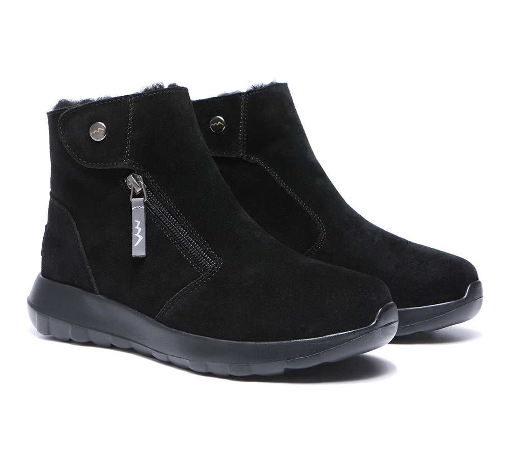 TARRAMARRA Leather Button Zipper Ankle Boots Women Tyria