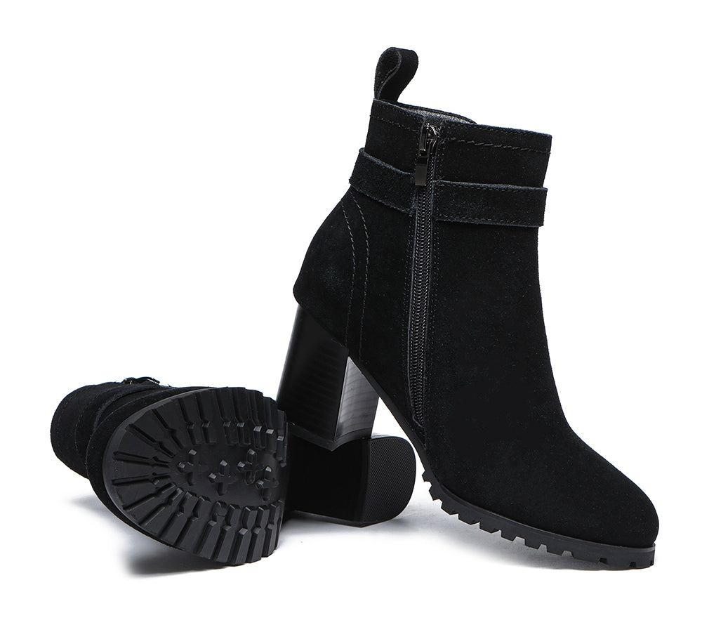 TARRAMARRA Leather Zipper Ankle Heel Boots Women Vica