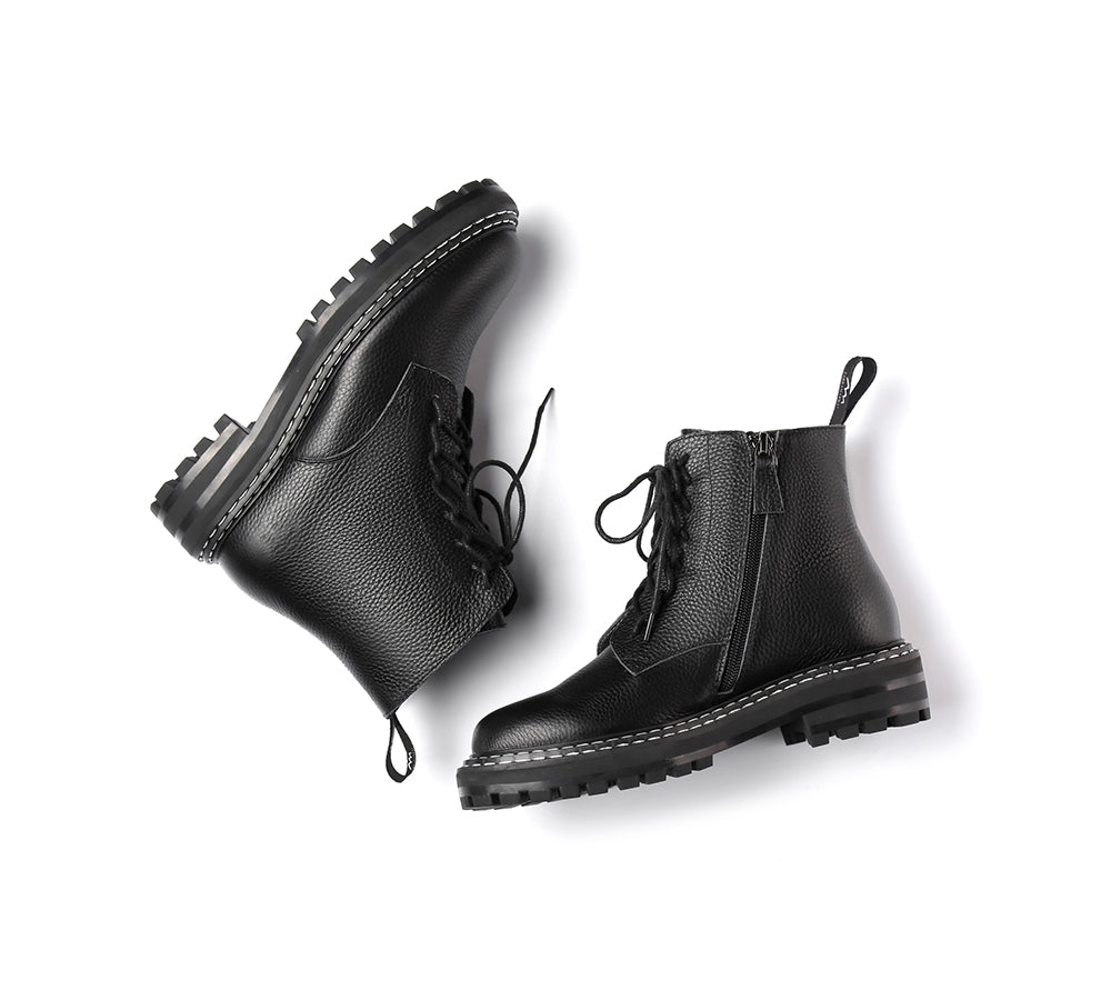 TARRAMARRA Zipper Chunky Black Leather Boots Women Leona