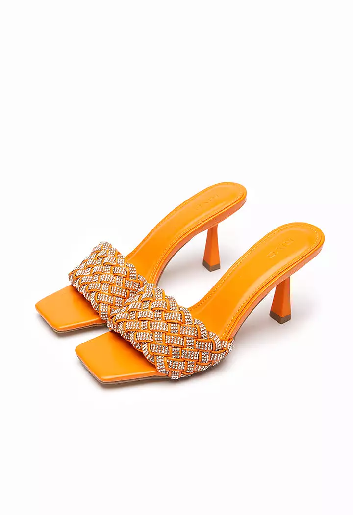 Textured Crystal Embellished Mule Sandals