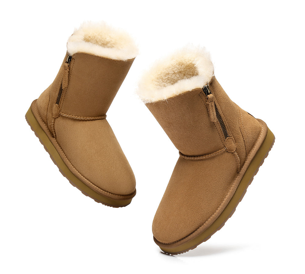 Urban UGG Sheepskin Zipper Short Women Boots Zipporah