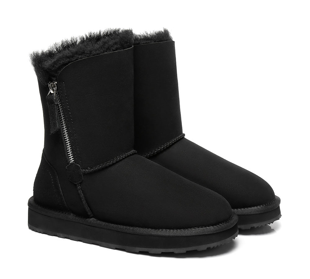 Urban UGG Sheepskin Zipper Short Women Boots Zipporah