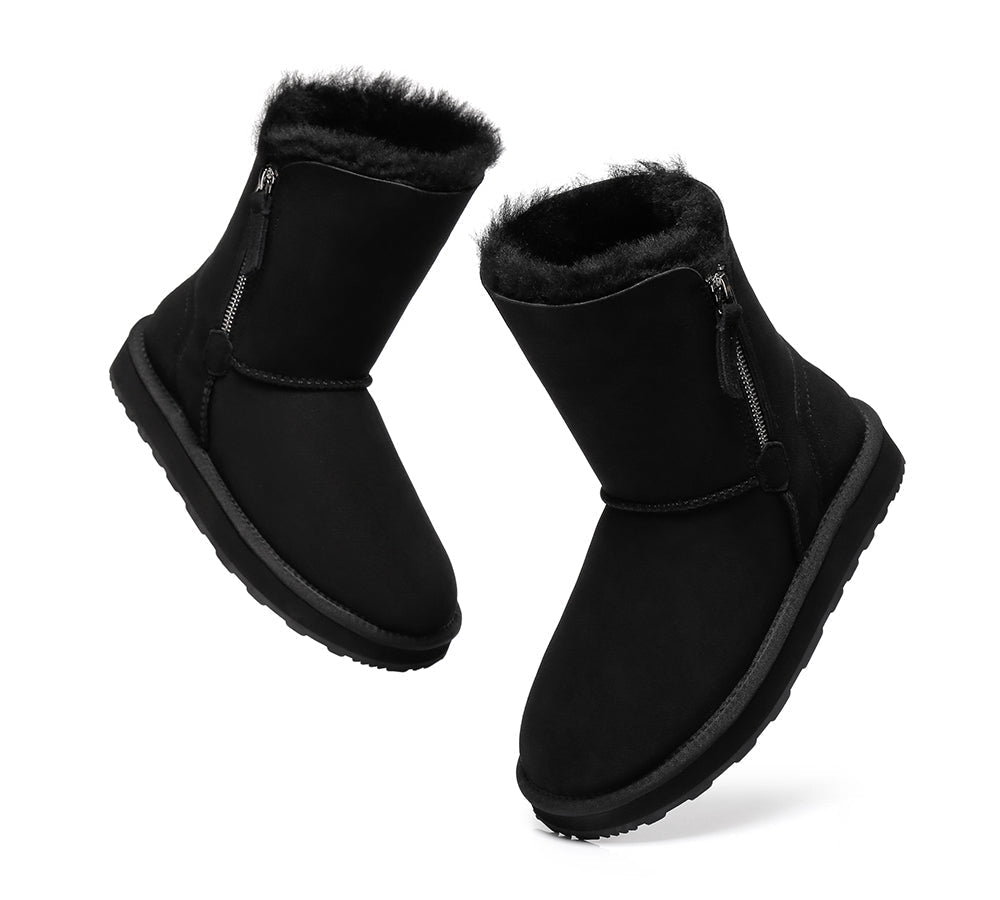 Urban UGG Sheepskin Zipper Short Women Boots Zipporah