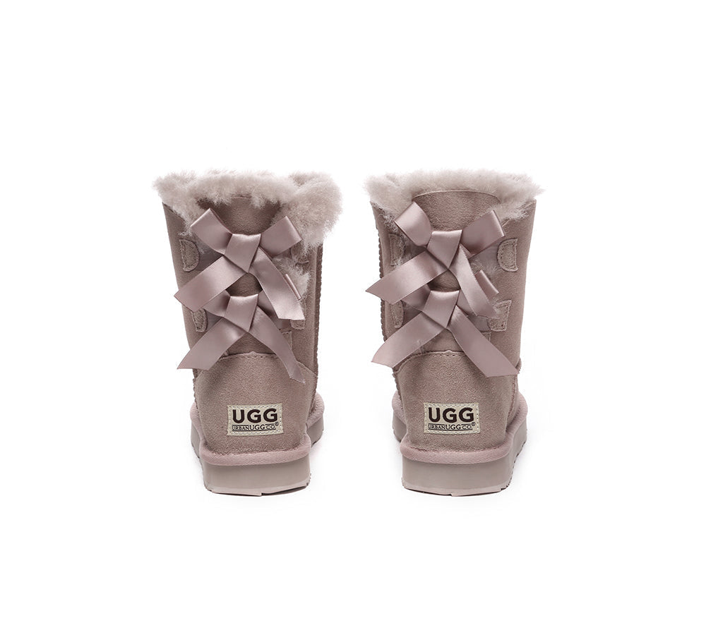 URBAN UGG Urban Ugg Boots Double Faced Sheepskin Short Back Bow