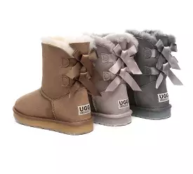 URBAN UGG Urban Ugg Boots Double Faced Sheepskin Short Back Bow