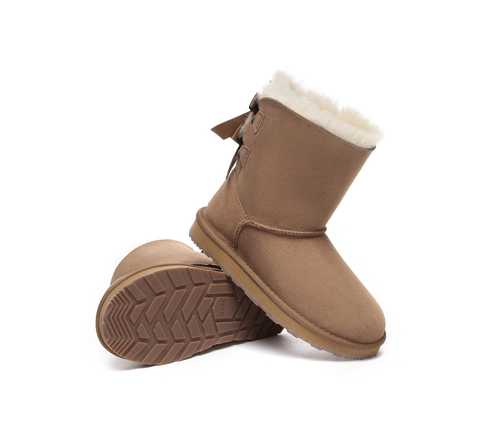 URBAN UGG Urban Ugg Boots Double Faced Sheepskin Short Back Bow