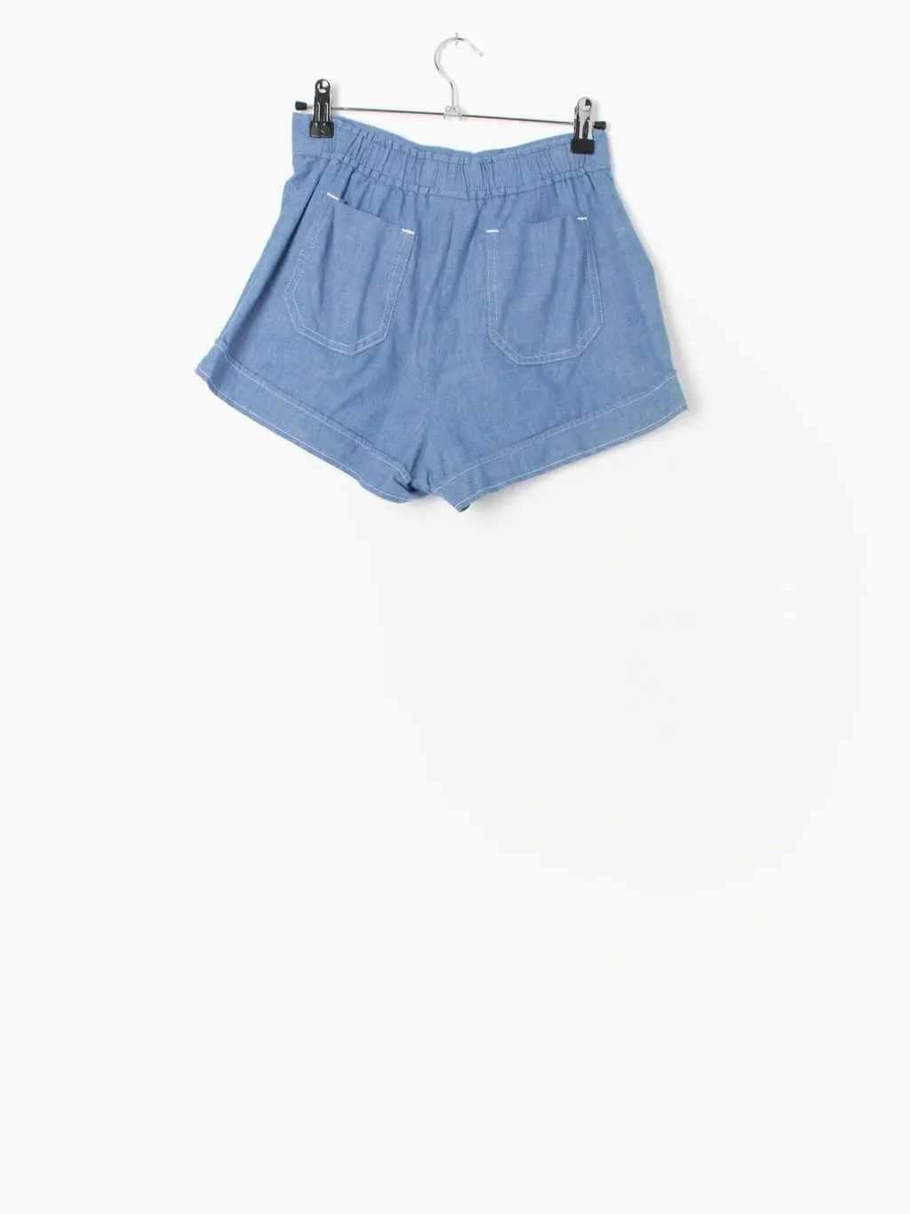 Vintage 70s mid blue cotton hot pants shorts 1970s by St Michael – UK 8