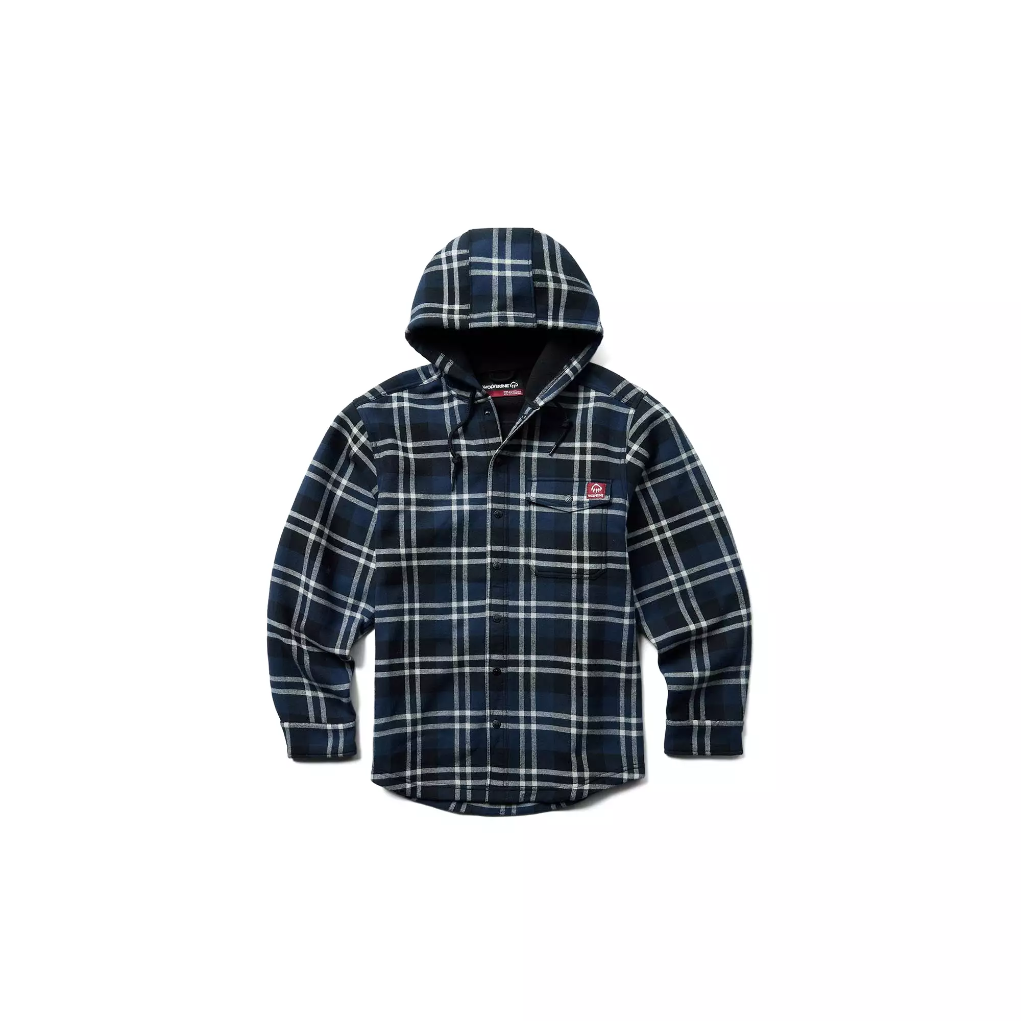 Wolverine Bucksaw Hooded Flannel Shirt Jac New Navy Plaid