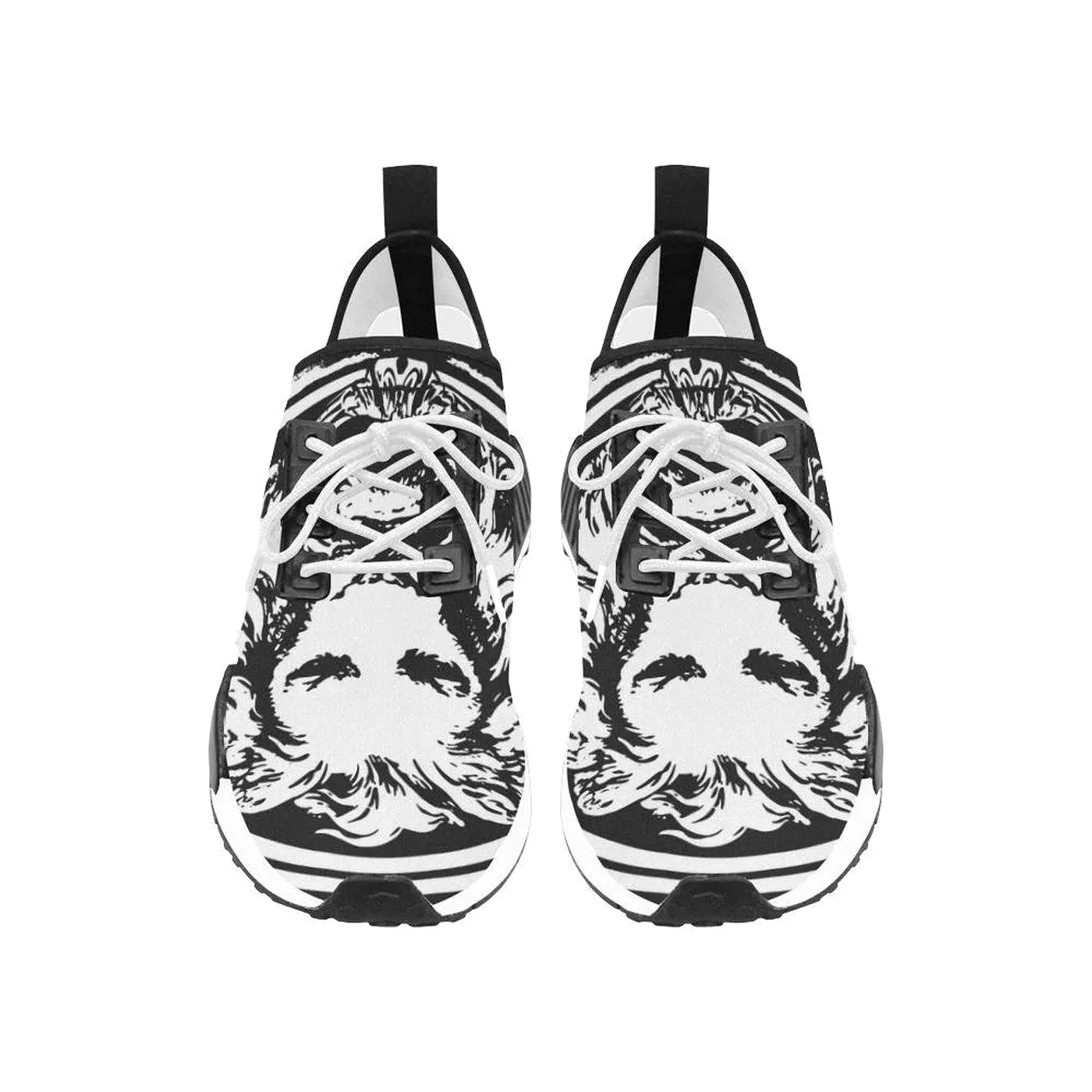 Women's Black and White Lion Lace Up Trainers