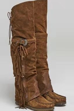 Womens Bohemia Knee-length Women Tassel Boots Ethnic Long Boots