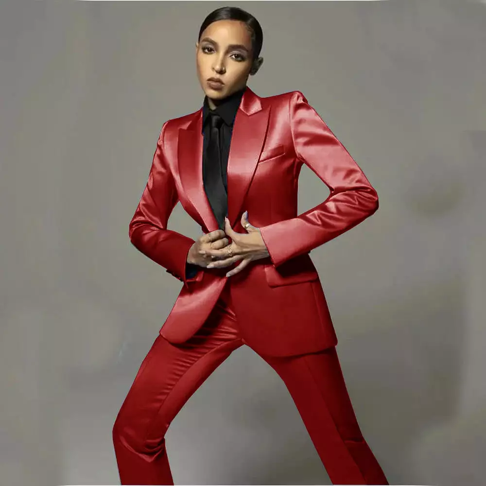 Women's Clothing Set 2 Pieces Modern Women's Satin Suit Set-up Two Piece Pant Sets Womens