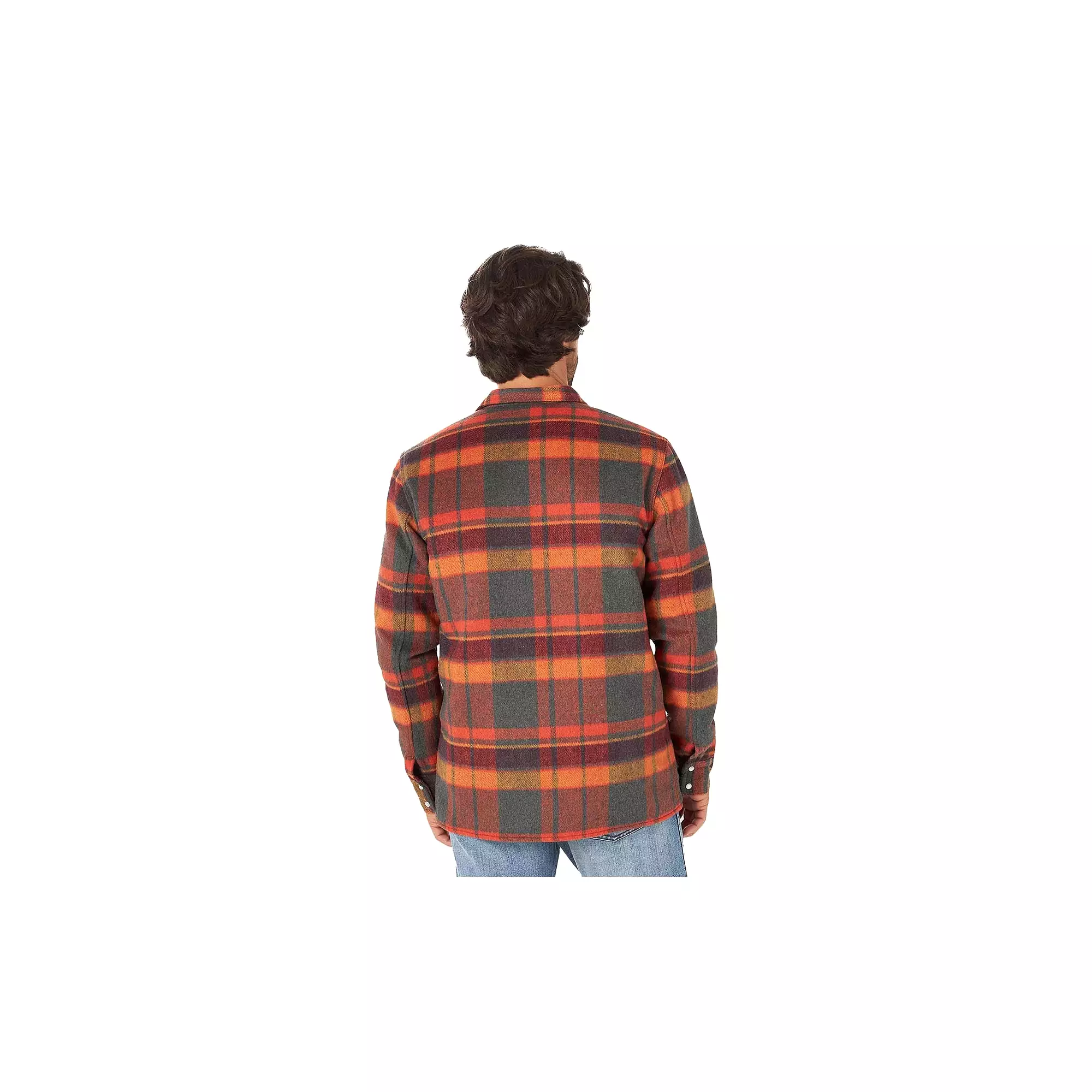 Wrangler Flannel Shirt Jacket Quilted Lining Blaze Orange