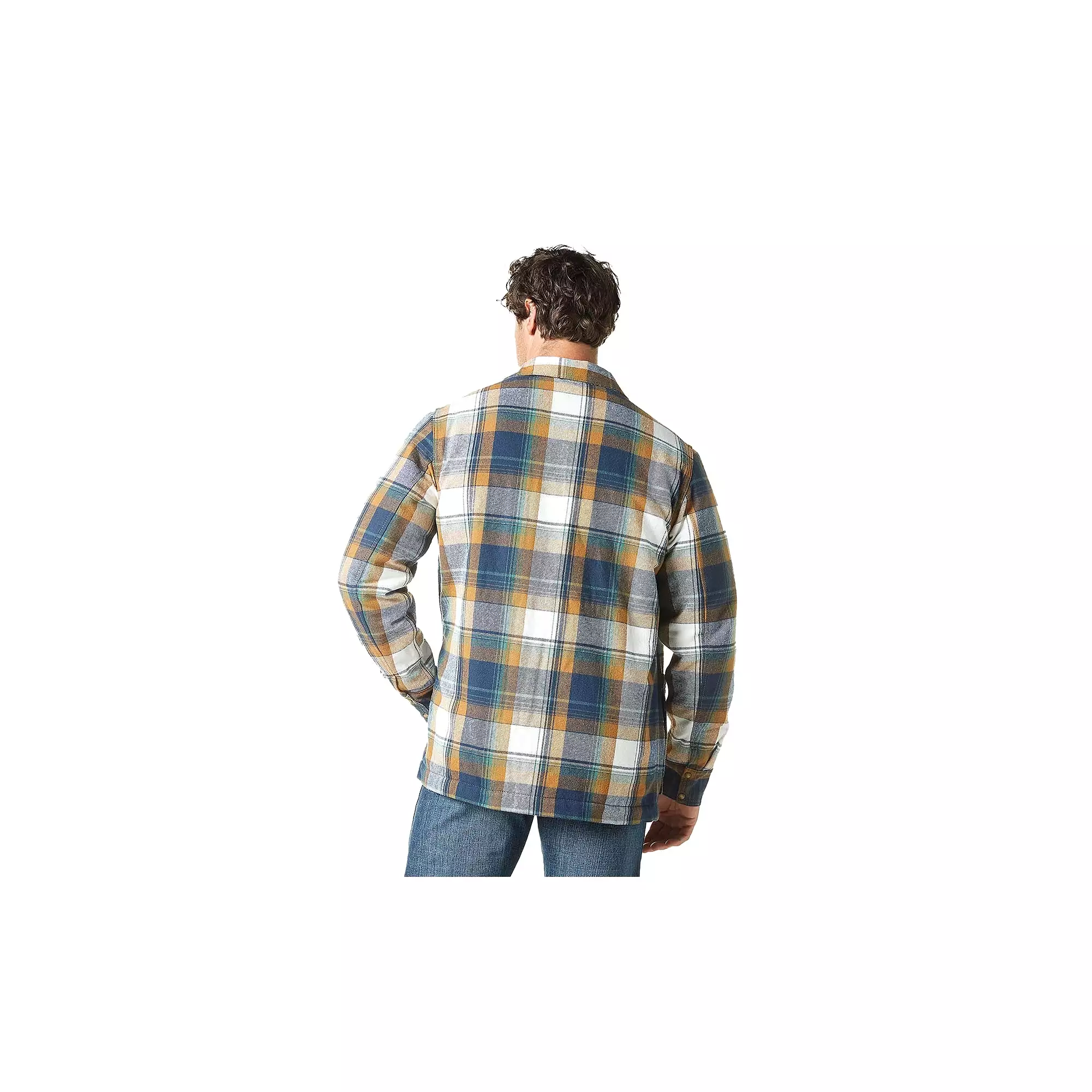 Wrangler Flannel Shirt Jacket Sherpa Lined Blue Spruce